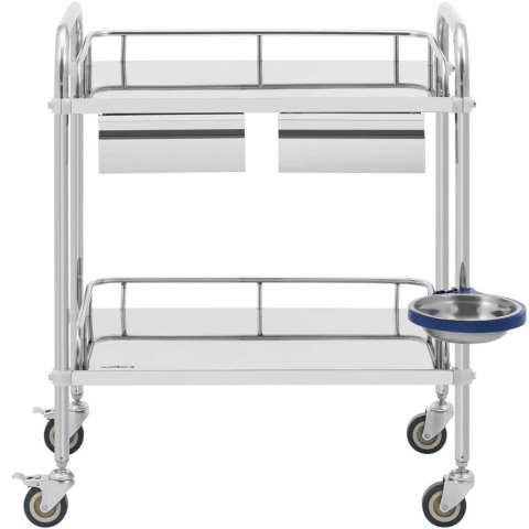 Wózek laboratoryjny zabiegowy kosmetyczny ze stali 2 półki 2 szuflady 65 x 60 x 86 cm 20 kg Wózek laboratoryjny zabiegowy kosmetyczny ze stali 2 półki 2 szuflady 65 x 60 x 86 cm 20 kg