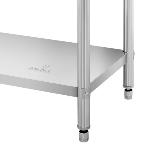 Stół blat roboczy stalowy nierdzewny przyścienny z rantem 2 półki 150x70cm Stół blat roboczy stalowy nierdzewny przyścienny z rantem 2 półki 150x70cm