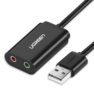 Zewnętrzna karta dźwiękowa muzyczna adapter USB - 3.5mm mini jack kabel 15cm czarny
