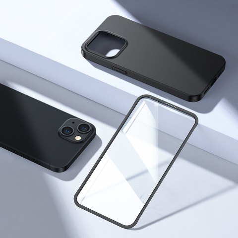 Etui pokrowiec do iPhone 13 obudowa na tył i przód + szkło hartowane czarny