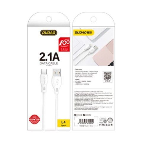Przewód kabel USB - USB-C 2.1A 2m biały Przewód kabel USB - USB-C 2.1A 2m biały
