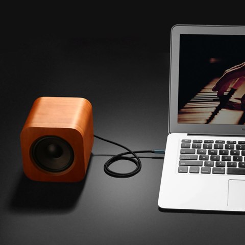 Przewód kabel kątowy AUX 2x mini jack 3.5mm 1.5m niebieski