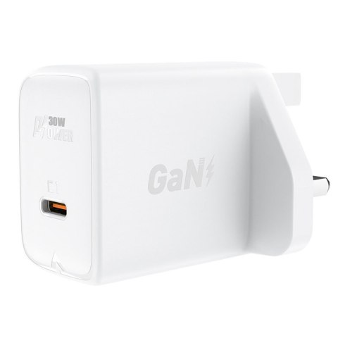 Ładowarka sieciowa angielska GaN USB-C 30W Q3 3.0 AFC FCP wtyczka UK biały Ładowarka sieciowa angielska GaN USB-C 30W Q3 3.0 AFC FCP wtyczka UK biały