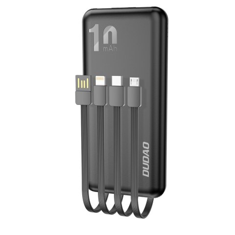 Powerbank K6Pro 10000mAh uniwersalny z kablem USB USB-C microUSB Lightning czarny Powerbank K6Pro 10000mAh uniwersalny z kablem USB USB-C microUSB Lightning czarny