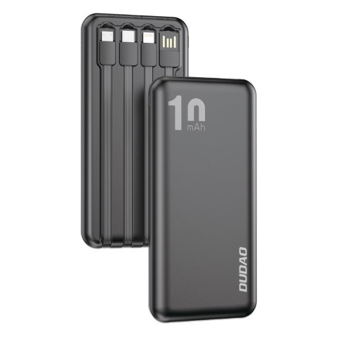 Powerbank K6Pro 10000mAh uniwersalny z kablem USB USB-C microUSB Lightning czarny Powerbank K6Pro 10000mAh uniwersalny z kablem USB USB-C microUSB Lightning czarny