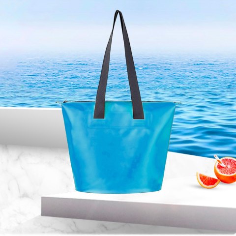Torba plażowa wodoodporna PVC z paskiem na ramię 11L - niebieska Torba plażowa wodoodporna PVC z paskiem na ramię 11L - niebieska