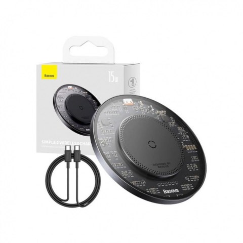 Ładowarka indukcyjna magnetyczna do telefonu 15W + kabel USB-C 1m czarna Ładowarka indukcyjna magnetyczna do telefonu 15W + kabel USB-C 1m czarna