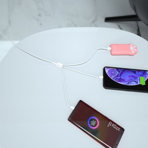 3w1 Kabel przewód USB-A do USB-C micro USB iPhone Lightning 480Mb/s 1.2m biały 3w1 Kabel przewód USB-A do USB-C micro USB iPhone Lightning 480Mb/s 1.2m biały