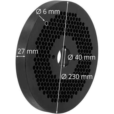 Matryca sitko do pelletu peleciarki WIE-PM-3000 śr. 230 mm x 25 mm otwory 6 mm Matryca sitko do pelletu peleciarki WIE-PM-3000 śr. 230 mm x 25 mm otwory 6 mm