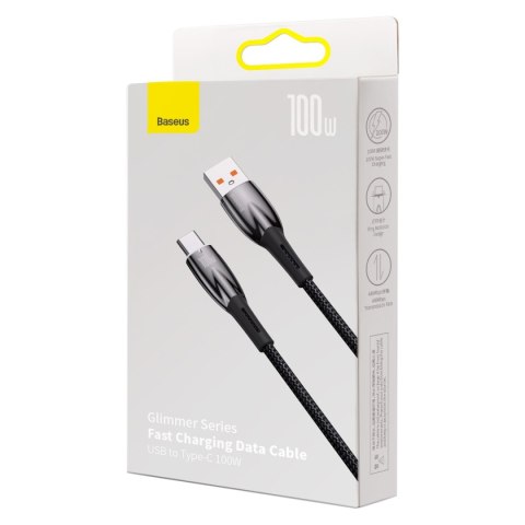 Wytrzymały elastyczny kabel do szybkiego ładowania USB-A - USB-C 100W 1m czarny