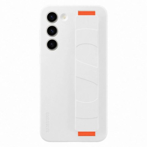 Etui silikonowy pokrowiec z paskiem na rękę Samsung Galaxy S23+ białe Etui silikonowy pokrowiec z paskiem na rękę Samsung Galaxy S23+ białe