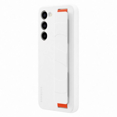 Etui silikonowy pokrowiec z paskiem na rękę Samsung Galaxy S23+ białe Etui silikonowy pokrowiec z paskiem na rękę Samsung Galaxy S23+ białe