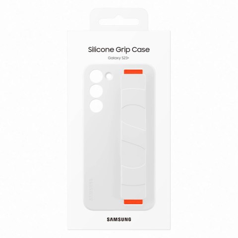 Etui silikonowy pokrowiec z paskiem na rękę Samsung Galaxy S23+ białe Etui silikonowy pokrowiec z paskiem na rękę Samsung Galaxy S23+ białe