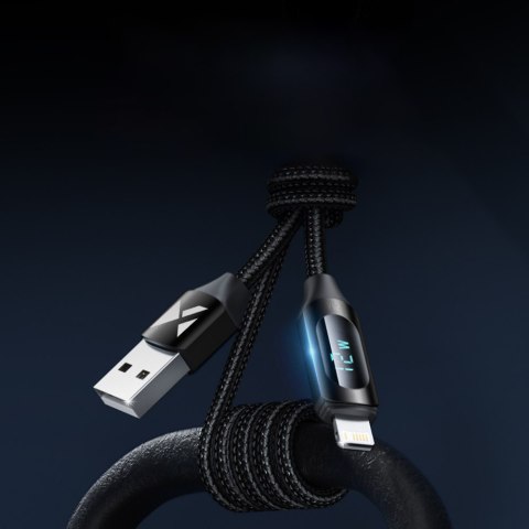 Kabel przewód do iPhone USB-A - Lightning z wyświetlaczem LED 2.4A 2m czarny Kabel przewód do iPhone USB-A - Lightning z wyświetlaczem LED 2.4A 2m czarny