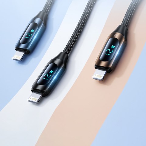 Kabel przewód do iPhone USB-A - Lightning z wyświetlaczem LED 2.4A 2m czarny Kabel przewód do iPhone USB-A - Lightning z wyświetlaczem LED 2.4A 2m czarny