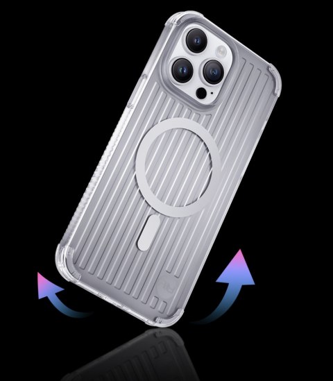 Magnetyczne etui iPhone 14 Plus MagSafe PQY Go Out Series srebrne Magnetyczne etui iPhone 14 Plus MagSafe PQY Go Out Series srebrne