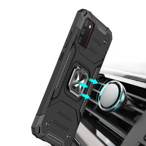 Pancerne etui pokrowiec + magnetyczny uchwyt Samsung Galaxy A03s Ring Armor niebieski