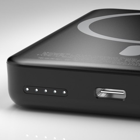 Powerbank 5000mAh magnetyczny z ładowarką indukcyjną MagSafe czarny Powerbank 5000mAh magnetyczny z ładowarką indukcyjną MagSafe czarny