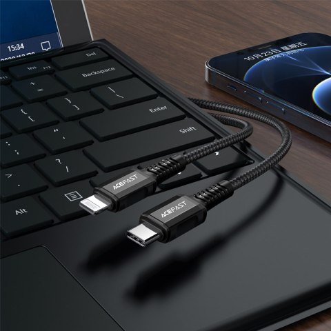 Kabel przewód MFI do iPhone USB-C - Lightning 30W 3A 1.2m czarny Kabel przewód MFI do iPhone USB-C - Lightning 30W 3A 1.2m czarny