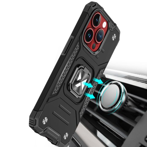 Pancerne etui z uchwytem na palec do iPhone 15 Pro Max Ring Armor srebrne