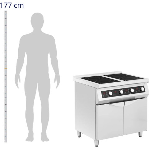 Kuchnia indukcyjna wolnostojąca z szafką 4 palniki 400 V 17000 W Kuchnia indukcyjna wolnostojąca z szafką 4 palniki 400 V 17000 W