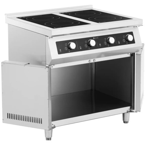 Kuchnia indukcyjna wolnostojąca z szafką 4 palniki 400 V 17000 W Kuchnia indukcyjna wolnostojąca z szafką 4 palniki 400 V 17000 W