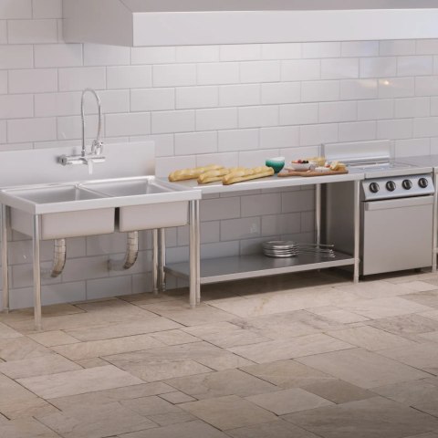 Stół blat roboczy centralny stalowy z półką 150 x 60 cm do 230 kg Stół blat roboczy centralny stalowy z półką 150 x 60 cm do 230 kg