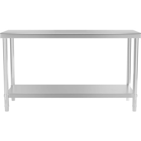 Stół blat roboczy centralny stalowy z półką 150 x 60 cm do 230 kg Stół blat roboczy centralny stalowy z półką 150 x 60 cm do 230 kg