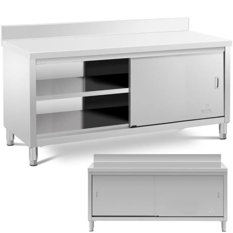 Stół blat roboczy przyścienny z szafką rantem drzwi suwane 180 x 70 x 97 cm Stół blat roboczy przyścienny z szafką rantem drzwi suwane 180 x 70 x 97 cm
