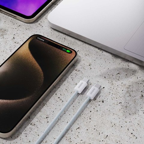 Wytrzymały przewód kabel UCB-C PD 60W w oplocie z włókna węglowego 2m jasno niebieski Wytrzymały przewód kabel UCB-C PD 60W w oplocie z włókna węglowego 2m jasno niebieski