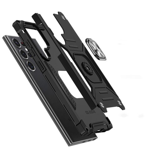 Etui pancerny pokrowiec do Samsung Galaxy S23 Ultra uchwyt magnetyczny Ring Armor czarny
