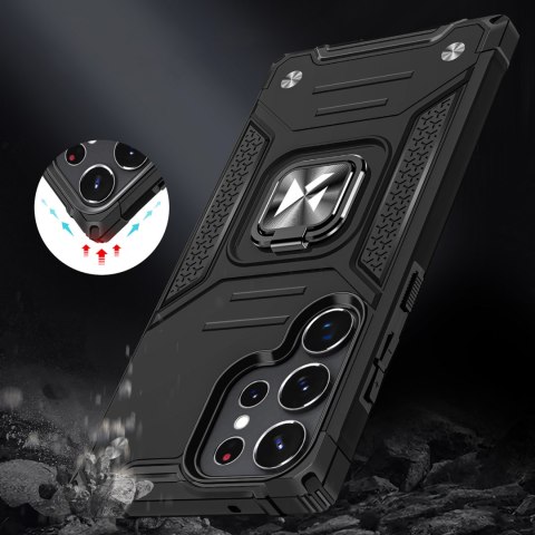 Etui pancerny pokrowiec do Samsung Galaxy S23 Ultra uchwyt magnetyczny Ring Armor czarny
