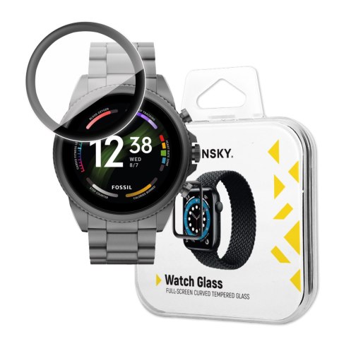 Szkło hartowane 9H na cały ekran Fossil Gen 6 z czarną ramką Full Glue Szkło hartowane 9H na cały ekran Fossil Gen 6 z czarną ramką Full Glue