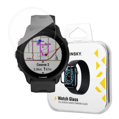 Szkło hartowane 9H na cały ekran Garmin Forerunner 955 z czarną ramką Full Glue Szkło hartowane 9H na cały ekran Garmin Forerunner 955 z czarną ramką Full Glue