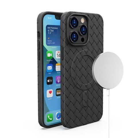 Etui pokrowiec plecionka do iPhone 15 Pro z MagSafe Woven Case czarny Etui pokrowiec plecionka do iPhone 15 Pro z MagSafe Woven Case czarny
