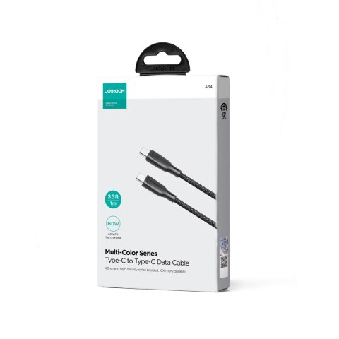 Kabel przewód USB-C 60W szybki transfer Multi-Color Series 1m czarny Kabel przewód USB-C 60W szybki transfer Multi-Color Series 1m czarny