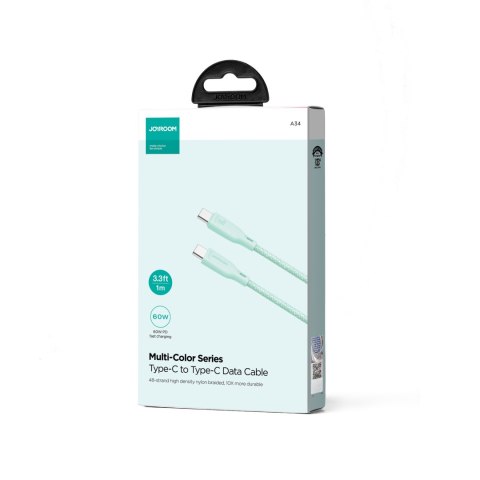 Kabel przewód USB-C 60W szybki transfer Multi-Color Series 1m zielony Kabel przewód USB-C 60W szybki transfer Multi-Color Series 1m zielony