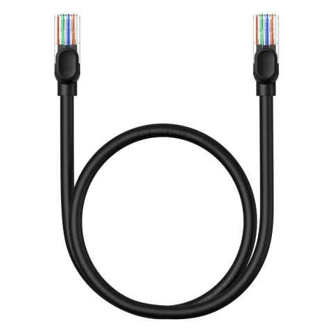 Kabel przewód sieciowy Ethernet Cat 5 RJ-45 1000Mb/s skrętka 0.5m czarny