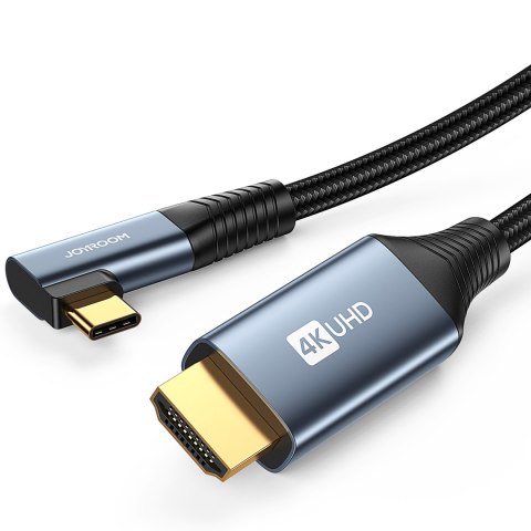 Kabel przewód kątowy USB-C - HDMI 4K 60Hz 2m szary Kabel przewód kątowy USB-C - HDMI 4K 60Hz 2m szary