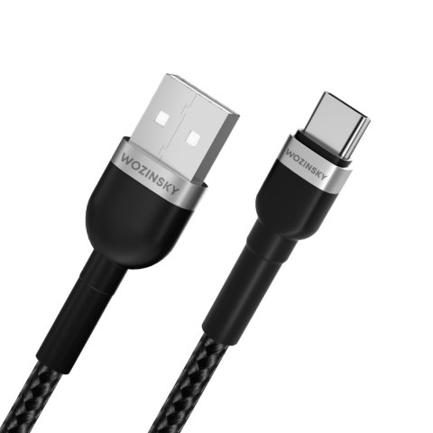Kabel przewód w oplocie USB-A - USB-C 2.4A 2m czarny Kabel przewód w oplocie USB-A - USB-C 2.4A 2m czarny