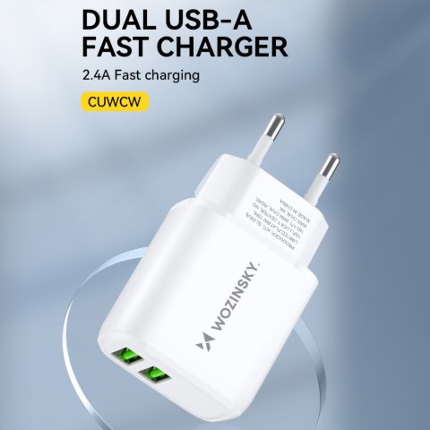 Ładowarka sieciowa 100-240V 30W 2.4A 2x USB-A biała