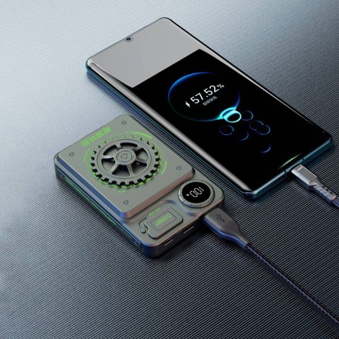 Stylowy powerbank 10000mAh 22.5W USB-A / USB-C z wyświetlaczem szary Stylowy powerbank 10000mAh 22.5W USB-A / USB-C z wyświetlaczem szary