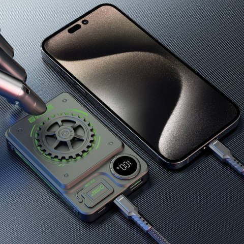 Stylowy powerbank 10000mAh 22.5W USB-A / USB-C z wyświetlaczem szary Stylowy powerbank 10000mAh 22.5W USB-A / USB-C z wyświetlaczem szary