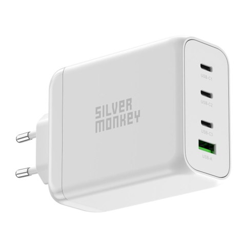 Mocna ładowarka GaN 200W 3xUSB-C PD USB-A QC 3.0 biała Mocna ładowarka GaN 200W 3xUSB-C PD USB-A QC 3.0 biała
