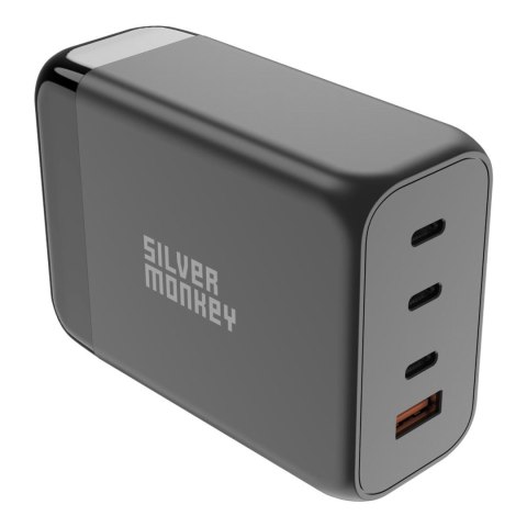 Mocna ładowarka sieciowa GaN 200W z kablem zasilającym 3xUSB-C PD USB-A QC 3.0 czarna Mocna ładowarka sieciowa GaN 200W z kablem zasilającym 3xUSB-C PD USB-A QC 3.0 czarna
