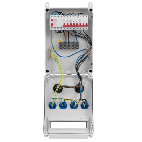 Rozdzielnica elektryczna 4 x Schuko wyłącznik różnicowoprądowy 4 x instalacyjny Rozdzielnica elektryczna 4 x Schuko wyłącznik różnicowoprądowy 4 x instalacyjny