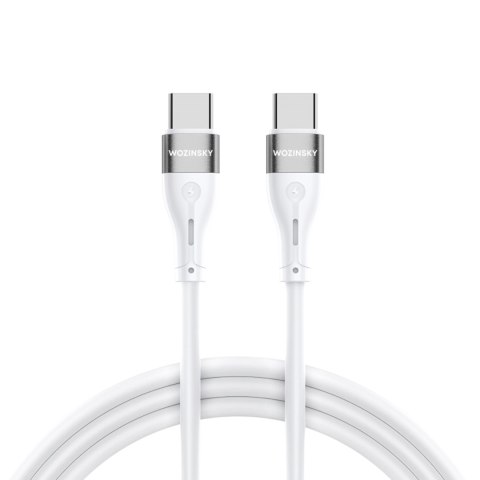 Trwały elastyczny kabel przewód USB-C - USB-C PD 65W 1m biały Trwały elastyczny kabel przewód USB-C - USB-C PD 65W 1m biały