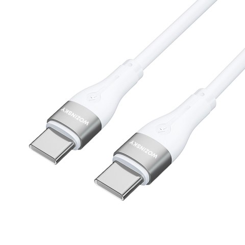 Trwały elastyczny kabel przewód USB-C - USB-C PD 65W 1m biały Trwały elastyczny kabel przewód USB-C - USB-C PD 65W 1m biały