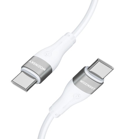 Trwały elastyczny kabel przewód USB-C - USB-C PD 65W 1m biały Trwały elastyczny kabel przewód USB-C - USB-C PD 65W 1m biały