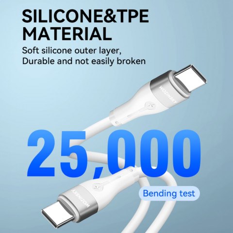 Trwały elastyczny kabel przewód USB-C - USB-C PD 65W 1m biały Trwały elastyczny kabel przewód USB-C - USB-C PD 65W 1m biały